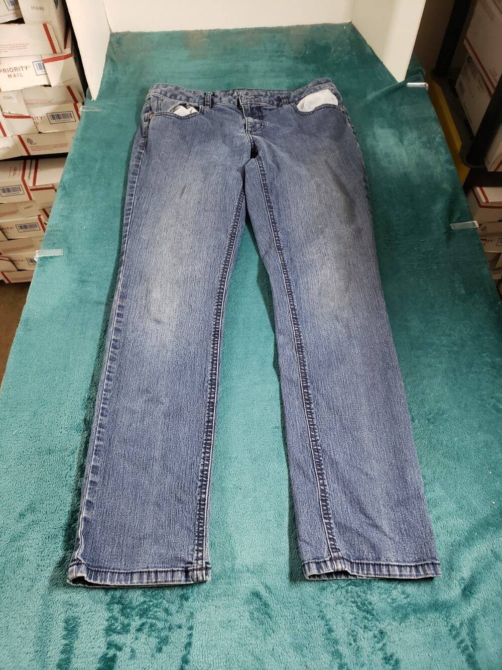 Apt 9 Jeans Size 10 Womens Blue Stretch Pants Denim Mid Rise Maxwell Skinny
